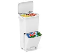 GIANTEX Cubo de Basura de Cocina 36L, Papelera para Residuos con Pedal, Ruedas, 3 Compartimentos Removibles y Etiquetas de Clasificación, Contenedor de Reciclaje Rectangular, 42 x 29 x 74 cm