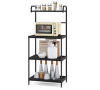 Giantex Estantería de Almacenamiento de Pie de 4 Niveles, Estante de Microondas con Estantes de Malla Metálica y Patas Ajustables, Construcción Robusta, Mueble Auxiliar para Cocina (Negro)