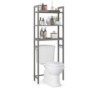 GIANTEX Estantería de baño sobre inodoro, estante de 3 estantes de hierro, estantería de almacenamiento y ahorro de espacio, cada estante soporta 20 kg, mueble de baño con 2 dispositivos antivuelco y