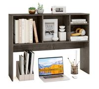 GIANTEX Estantería de Escritorio con 4 Compartimentos Abiertos, Mueble Organizador sobre Escritorio con Kit Antivuelco, 94 x 25 x 73 cm, Estante de Mesa para Almacenar Libros y Plantas (Gris)