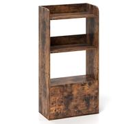 GIANTEX Estantería de Libros con 3 Estantes Abiertos y 1 Cajón, Librería de Madera con Kit Antivuelco, 55 x 29 x 105 cm, Estantería de Almacenamiento para Salón, Oficina, Dormitorio (Marrón Rústico)