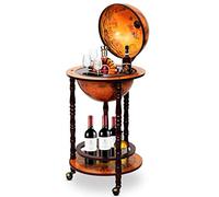 GIANTEX Gabinete de Vino Móvil en Forma de Tierra, con Doble Capa y Tres Ruedas, Madera de Eucalipto, Pueden Almacenar Botellas de Vino y Vasos, Utilizar en Salas de Estar, Bares y Restaurantes