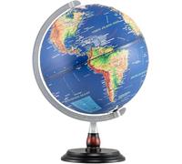 GIANTEX Globo Terráqueo Iluminado 30 cm, Mapa en Inglés, Bola del Mundo Giratoria con Base de Madera, Decoración Educativa, Globo Terrestre para Niños y Adolescentes