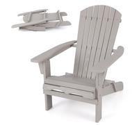 GIANTEX Juego de 1/2 Sillas Adirondack Plegables, Tumbona de Exterior con Estructura de Madera de Abeto, Respaldo Alto y Reposabrazos, Carga hasta 180 kg, Sillas para Patio, Jardín (1, Gris)
