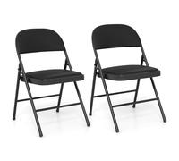 Giantex Juego de 2/4 Sillas Plegables, Asiento Acolchado con Piel de PVC, Marco de Metal, Carga hasta 150 kg, Sillas Portátiles para Reunión, Boda, Fiesta (2)