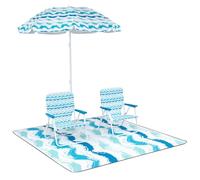 GIANTEX Juego de 2 Sillas de Playas Plegables con Alfombrilla, Sombrilla Inclinable con Bolsa de Transporte, Sillas con Bolsillo Trasero, Carga hasta 150 kg, para Camping, Picnic (Azul)