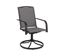 GIANTEX Juego de 2 Sillas Mecedoras Giratorias, Sillones con Respaldo Alto, Reposabrazos y Tejido Transpirable, Marco de Metal, Carga hasta 150 kg, Sillas para Patio, Jardín, Terraza (Gris)