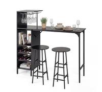 GIANTEX Juego de bar de 3 piezas, mesa y taburetes de bar, mesa de desayuno con taburetes, mesa de bistro en forma cuadrada 120 x 40 x 90 cm, 4 colores (negro)