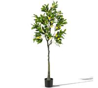 GIANTEX Limonero Artificial de 80/120/160 cm de Alto, con 9/18/27 Frutos Grandes, Planta Decorativa con Ramas Realistas, Cítrico en Maceta para Salón, Despacho, Recibidor (160 cm)