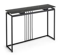 GIANTEX Mesa Consola 120 x 30 x 90 cm, Estructura Estable de Hierro y Tapa de Imitación de Mármol, Mesa Estrecha de Entrada, Ahorro de Espacio para Salón, Entrada, Negro
