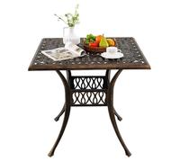 GIANTEX Mesa de Comedor Cuadrada de Aluminio Fundido, 80 x 80 x 75 cm, Mesa de Bistró con Agujero para Sombrilla, Aspecto Elegante, para Balcón, Terraza, Jardín