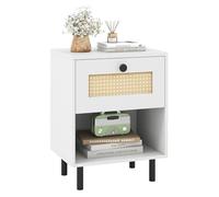 Giantex Mesita de noche dormitorio con cajón amplio, compartimento abierto y patas de metal, mueble lateral con 2 dispositivos antivuelco, estructura elegante para libros (40 x 30 x 52 cm, 1)