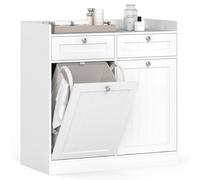Giantex - Mueble de almacenamiento de baño con 2 cajones, 2 cestas de ropa basculante, cesta extraíble, mueble de almacenamiento moderno, estilo granja, para lavandería, salón, apartamento, color