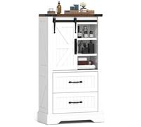 GIANTEX Mueble de baño independiente con puerta corredera, 2 cajones y estantes ajustables, armario de almacenamiento estilo granero para salón, pasillo, cocina, 59 x 29 x 105 cm