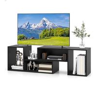 GIANTEX Mueble de TV Combinado Libre con Estantes Abiertos, para Televisor hasta 60 Pulgadas, Soporte de TV de 2 Piezas de Madera, para Salón, Dormitorio, Oficina, 110-134,5x30x40 cm (Negro)