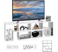 GIANTEX Mueble de TV Combinado Libre con Estantes Abiertos, para TV hasta 65 Pulgadas, Soporte de TV Multifuncional de Madera, para Salón, Dormitorio, 134-180x30x43 cm (Blanco, 3 Piezas)