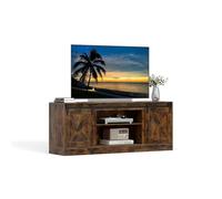 GIANTEX Mueble de TV para Televisor hasta 70 Pulgadas, Soporte para TV con Puertas Correderas y Estantes Ajustables, Estilo Granero, Kits Antivuelco, 150x39x60cm, Armario para Salón, Dormitorio