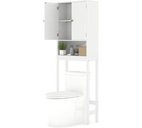 GIANTEX Mueble Organizador sobre Inodoro, Armario de Pie con 2 Puertas y 1 Compartimento Abierto, Estante Inferior Ajustable, 60 x 23 x 168 cm, Estantería Alta para Baño, Lavadero (Blanco)