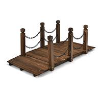 GIANTEX Puente de Jardín de Madera, Puente de Paisaje, Puente de Arco Antiguo, Puente Decorativo para Jardín, Puente con Pasarela de Arco, Puente con Barandilla, Carga de 120 kg, 150 x 67 x 55 cm