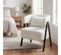 GIANTEX Silla de Ocio Acolchada, Sillón de Lectura con Respaldo Curvado y Cojín Lumbar, Patas de Metal, Silla Relax Tapizada de Piel Sintética de Conejo, Carga 150 kg, para Salón, Dormitorio (Blanco)