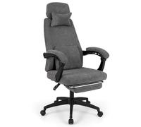 GIANTEX Silla de Oficina Ergonómica con Reposapiés Retráctil, Reposacabezas y Soporte Lumbar, Silla Giratoria con Respaldo Inclinable 99°-155° y Altura Ajustable, Carga hasta 160 kg (Gris)