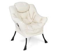 GIANTEX Sillón de Relax Moderno con Bolsillo Lateral, Silla Tapizada con Reposabrazos, 4 Patas de Acero, 75 x 81 x 94,5 cm, Sillón de Lectura para Salón, Oficina, Dormitorio (Beige)