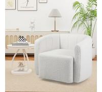 GIANTEX Sillón Giratorio con Respaldo Curvado y Asiento Suave, Silla Sofá Acolchada de Tejido Sherpa, 83 x 70 x 65 cm, Carga hasta 160 kg, Sillón de Relax para Salón, Dormitorio, Oficina