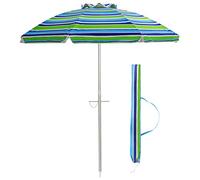 GIANTEX Sombrillas de Playa con Anclas, Sombrillas Plegables en el Mercado, con Bolsas y Cortinas Redondas, Protección Solar UV50 +, para Balcones, Playas, Terrazas (Verde)