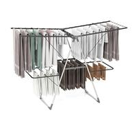 GIANTEX Tendedero Plegable de 2 Niveles, Secador de Ropa con Alas Ajustables en Altura (75-130 cm), 33 Barras, Clip Útiles, Marco de Acero en Forma de A, Tendedero Ahorra Espacio