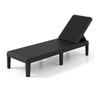 GIANTEX Tumbona Jardín Exterior, Tumbona Plegable de PP con Respaldo Ajustable de 4 Posiciones, Patas Elevadas, 156 x 57 x 84 cm, para Terraza, Patio, Balcón, Carga 150 kg (Negro,1)