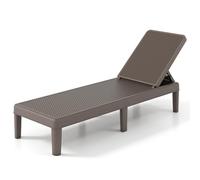 GIANTEX Tumbona Jardín Exterior, Tumbona Plegable de PP con Respaldo Ajustable de 4 Posiciones, Patas Elevadas, 156 x 57 x 84 cm, para Terraza, Patio, Balcón, Carga 150 kg (Marrón,1)