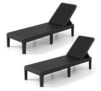 GIANTEX Tumbona Jardín Exterior, Tumbona Plegable de PP con Respaldo Ajustable de 4 Posiciones, Patas Elevadas, 156 x 57 x 84 cm, para Terraza, Patio, Balcón, Carga 150 kg (Negro,2)