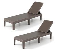 GIANTEX Tumbona Jardín Exterior, Tumbona Plegable de PP con Respaldo Ajustable de 4 Posiciones, Patas Elevadas, 156 x 57 x 84 cm, para Terraza, Patio, Balcón, Carga 150 kg (Marrón,2)