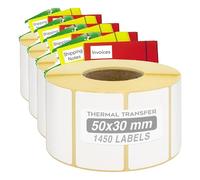 GIANTO 1 rollo de etiquetas adhesivas de 50 x 30 mm, diámetro interior de 40 mm, para impresoras térmicas universales compatibles con Zebra, Citizen para oficina, impresión transferencia térmica y