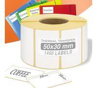 GIANTO 1 rollo de etiquetas adhesivas de 50 x 30 mm, diámetro interior de 40 mm, para impresoras térmicas universales compatibles con Zebra, Citizen para oficina, impresión transferencia térmica y
