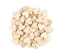 Giantree 100 corazones de madera de 1.2 pulgadas para manualidades, recortes de corazón de madera, formas de corazones de madera en blanco sin terminar, etiquetas de rebanadas de madera para el día de