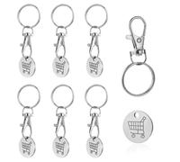Giantree 6 llaveros para carro de la compra, chip para carro de la compra con mosquetón, llavero para carro de la compra, metal, desmontable, chips para carro de la compra, plata
