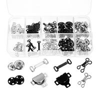 Giantree Juego de 100 ganchos y ojales de costura, 3 estilos de cierres, broches de metal y botones de presión para ropa, faldas, pantalones, sujetadores y vestidos