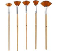 Giantree Juego de 5 pinceles de pintura de abanico, pinceles de pintura acrílica al óleo, mango de madera, pelo de nailon, pincel de acuarela para pintura acrílica, pintura al óleo, acuarela,