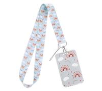 Giantree llavero para niños, cordón con cierre de clip para tarjetero. Llavero de arcoíris Bohemia con tarjetero. Cordón con funda para tarjeta (Azul)