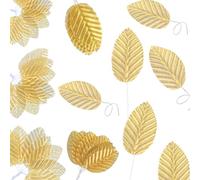 Giantree Paquete de 200 Hojas Falsas para Manualidades, Hojas Decorativas Hojas de Seda Artificiales Hojas de Seda Hojas de simulación para Guirnalda de Bricolaje Fiesta de cumpleaños Boda (Oro)