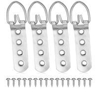 Giantree Paquete de 4 ganchos de correa extra resistentes de gran tamaño, accesorios de montaje de espejo, ganchos de fotos de anillo en D con 20 tornillos, ganchos de acero inoxidable para marcos de