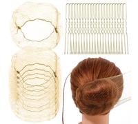 Giantree Redes para moños, 20 redes invisibles para el cabello con 50 horquillas en forma de U, red de pelo para moño de ballet, horquillas para mujeres, bailarinas de ballet, bailarinas, trabajadoras