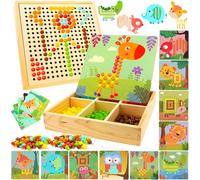 Giaonlgy Juego de Mosaico para niños, Colorido Mosaico de Juguetes para Niños, Juego de Piedras de Mosaico a Partir, Juguete Montessori Educativo Creativo para Niñas y Niños (Bosque)