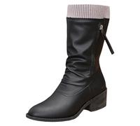 Giardini - Plataforma con borde de lana para mujer, con cremallera lateral, color liso, botas elegantes, Negro , 42 EU