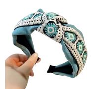GIAYEU Diademas Anchas, Diadema Retro a Juego de Colores Diademas for Mujer Diademas Antideslizantes con Diadema Trenzada for niñas Que se lavan la Cara y Toman Fotos(Blue)