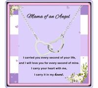 GIAYIER Regalos de condolencias por la pérdida de mamá/papá, regalos de aborto espontáneo para madre, collar de recuerdo de corazón doble de acero inoxidable, regalos conmemorativos para la pérdida de