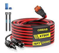 Gibbab 12AWG Cable solar a XT60i de 16 pies, conector de panel solar de 16 pies a XT60i-F adaptador de extensión de cable de carga para EcoFlow River Delta Anker SOLIX Power Station Generator Battery