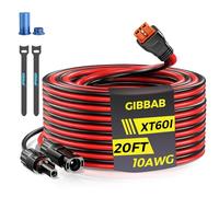 Gibbab - Cable solar de 10 AWG de 20 pies a XT60i, conector de panel solar de 20 pies a XT60i-F, extensión de cable de carga para EcoFlow River Delta Anker SOLIX Power Station Generator Battery RV