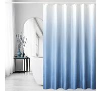 Gibelle Cortina de ducha extra larga de 72 x 84 pulgadas, cortina de ducha alta azul degradada para baño, juego de cortina de ducha de tela de tejido de gofre con ganchos, repelente al agua, lavable a máquina